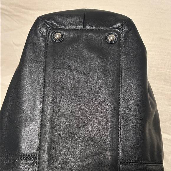 Coach Black Leather Tote with Silver Accents - Picture 5 of 9